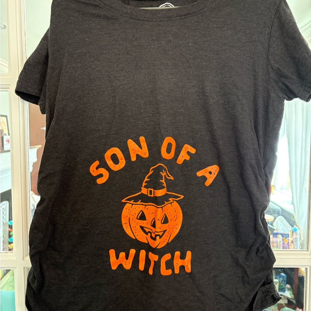Halloween maternity  'Son of a Witch' Costume Tee - gray & Orange large t-shirt